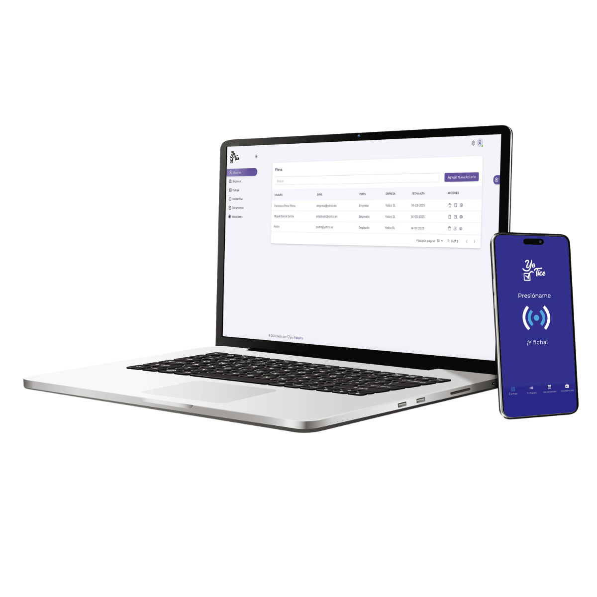 YoTico Control Horario home