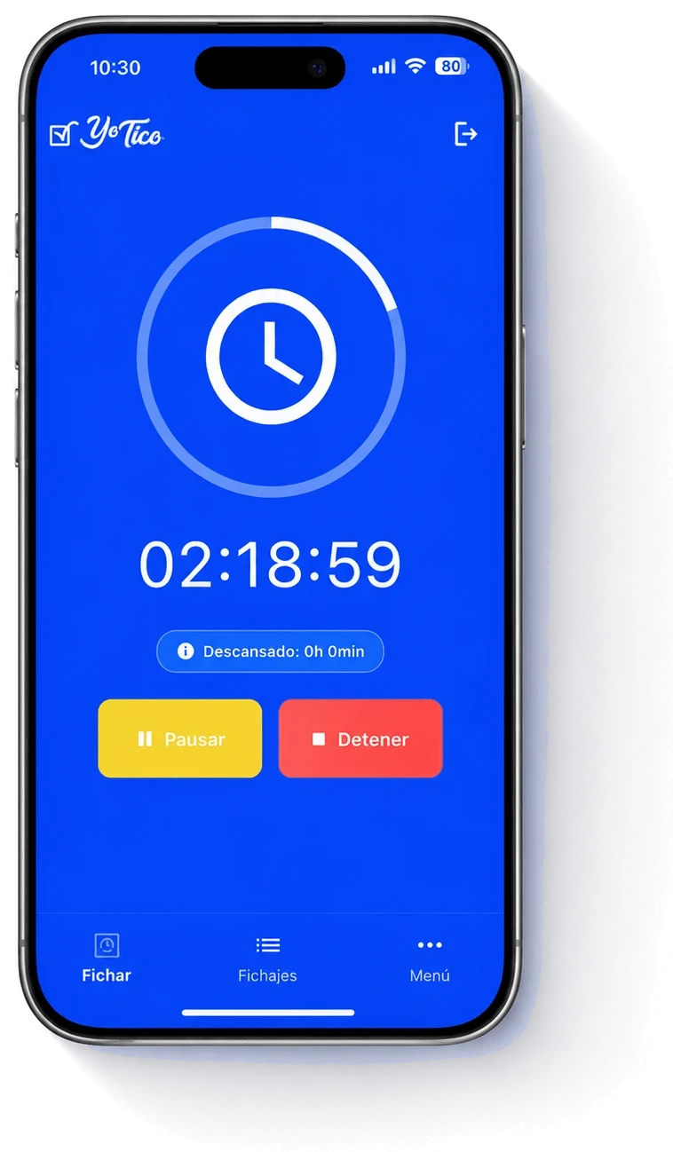 App de fichaje de YoTico en el móvil